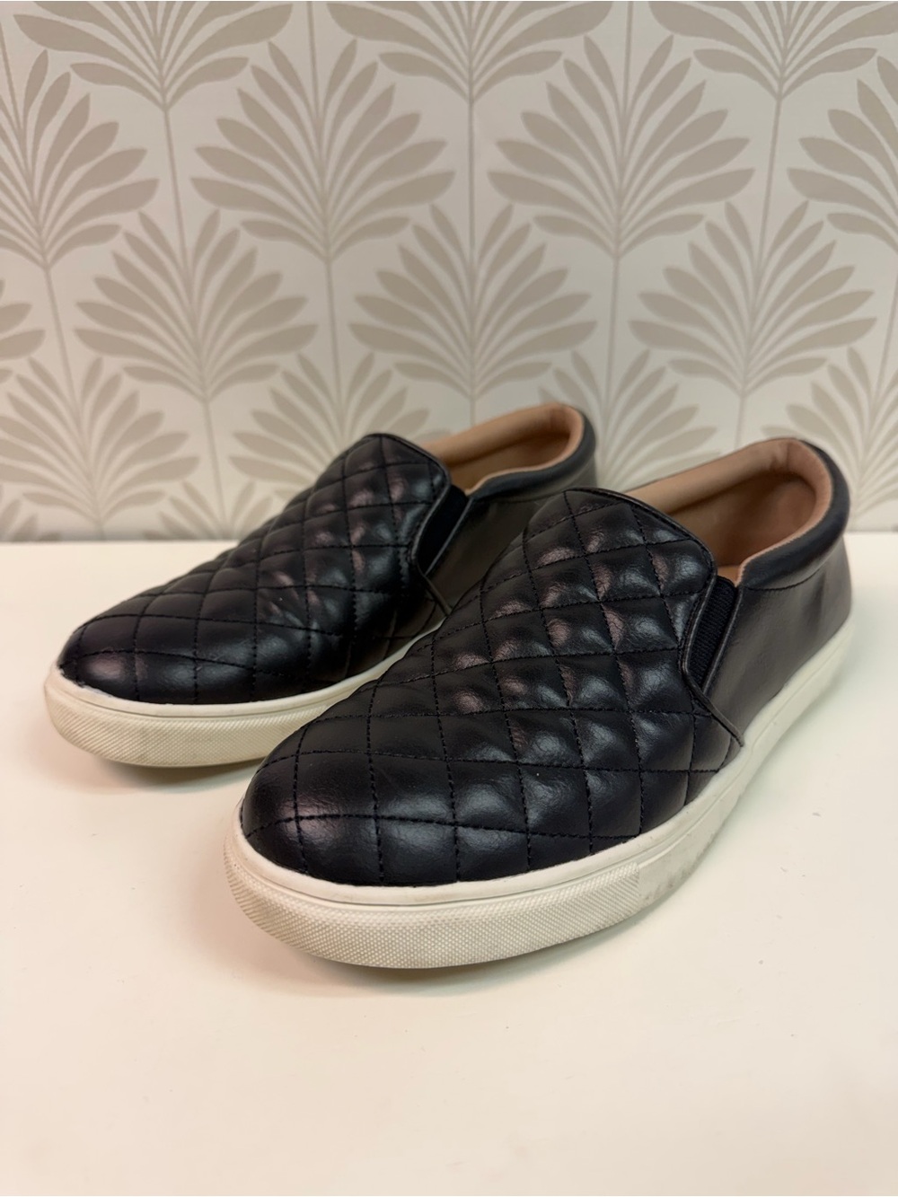 A New Day Black Quilted Slip On Shoes Size 9